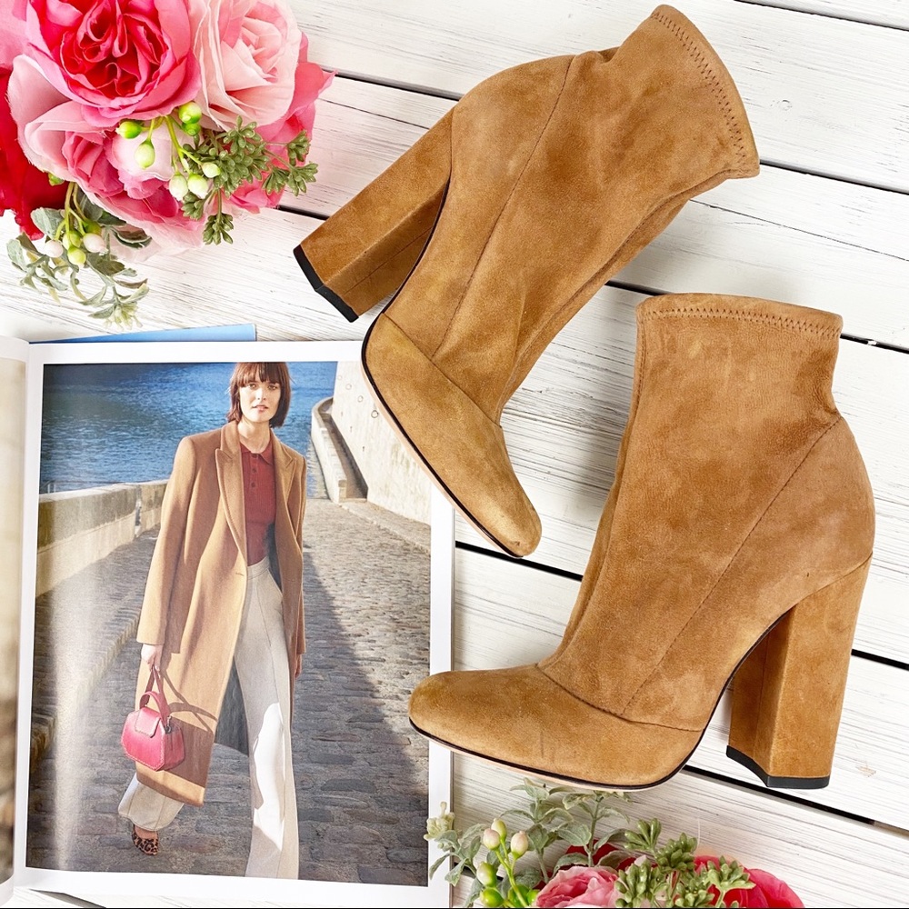 Brian Atwood Brown Suede Sock Ankle Boots 6
